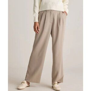 Quince Stretch Crepe Pleated Wide Leg Morel Gray Pants 4/30